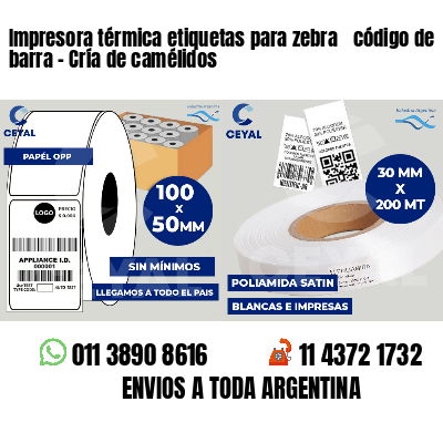 Impresora térmica etiquetas para zebra  código de barra - Cría de camélidos